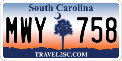 SC license plate MWY758