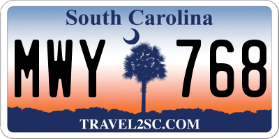 SC license plate MWY768