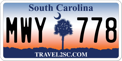 SC license plate MWY778