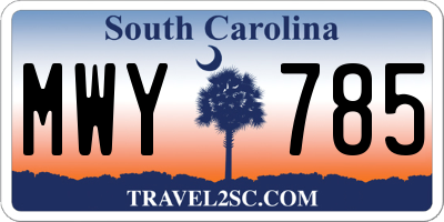 SC license plate MWY785