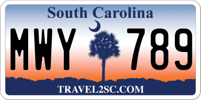 SC license plate MWY789