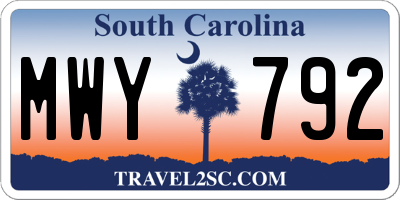 SC license plate MWY792