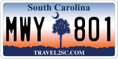 SC license plate MWY801