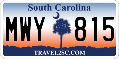 SC license plate MWY815