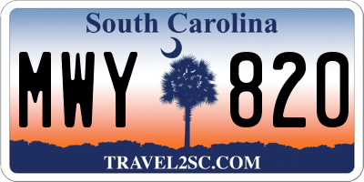 SC license plate MWY820
