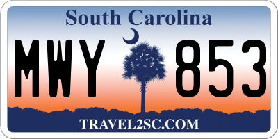SC license plate MWY853