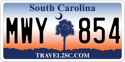 SC license plate MWY854