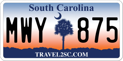 SC license plate MWY875