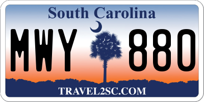 SC license plate MWY880
