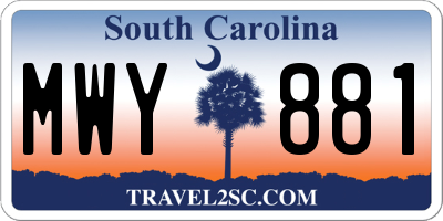SC license plate MWY881