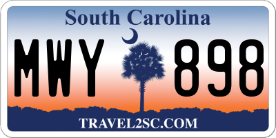 SC license plate MWY898