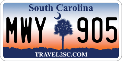 SC license plate MWY905