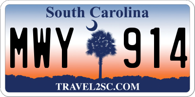 SC license plate MWY914