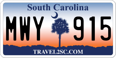 SC license plate MWY915