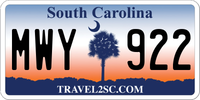 SC license plate MWY922