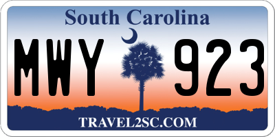 SC license plate MWY923