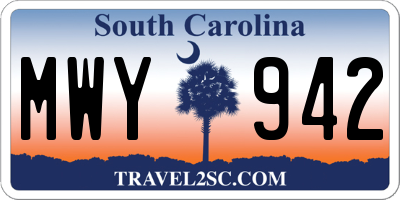 SC license plate MWY942
