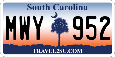 SC license plate MWY952