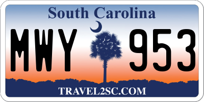 SC license plate MWY953