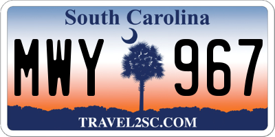 SC license plate MWY967