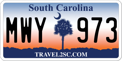 SC license plate MWY973