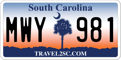 SC license plate MWY981