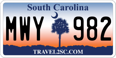 SC license plate MWY982