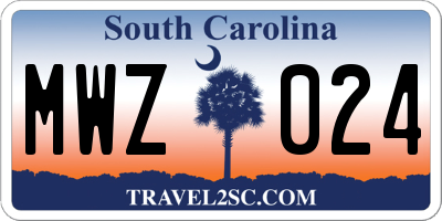 SC license plate MWZ024