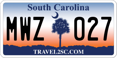 SC license plate MWZ027