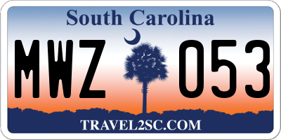 SC license plate MWZ053