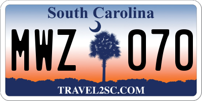 SC license plate MWZ070