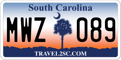 SC license plate MWZ089