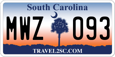SC license plate MWZ093