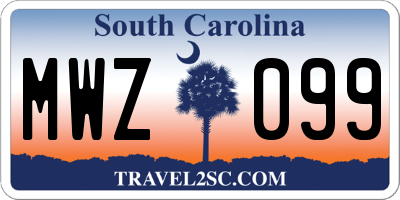 SC license plate MWZ099