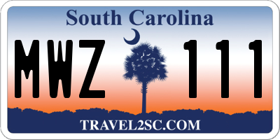 SC license plate MWZ111