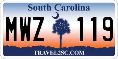 SC license plate MWZ119