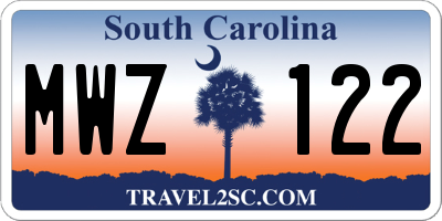 SC license plate MWZ122