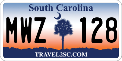 SC license plate MWZ128