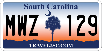 SC license plate MWZ129