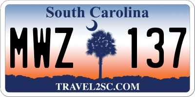 SC license plate MWZ137