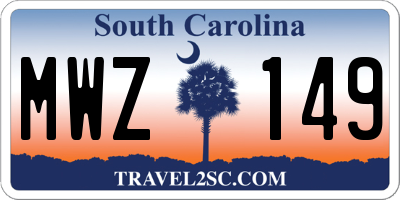 SC license plate MWZ149