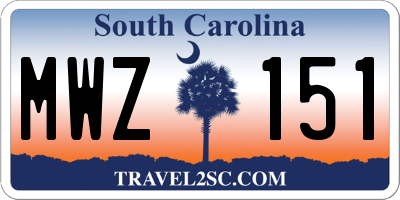 SC license plate MWZ151