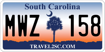 SC license plate MWZ158