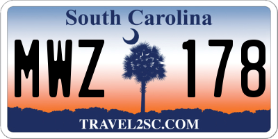 SC license plate MWZ178