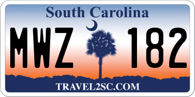 SC license plate MWZ182