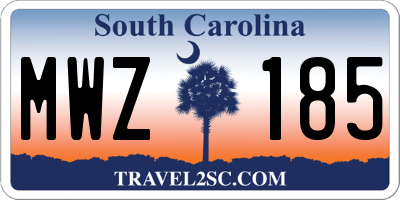 SC license plate MWZ185