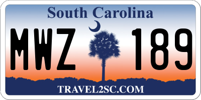 SC license plate MWZ189