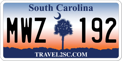 SC license plate MWZ192