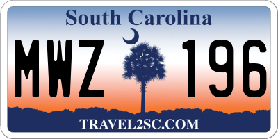 SC license plate MWZ196