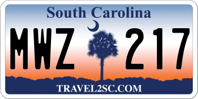SC license plate MWZ217